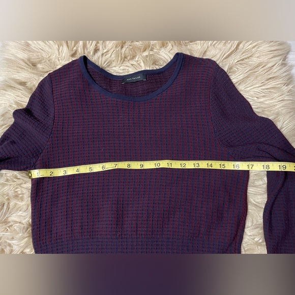 Ann Taylor Purple & Navy Stripe Waffle Style Sweater - Picture 6 of 7